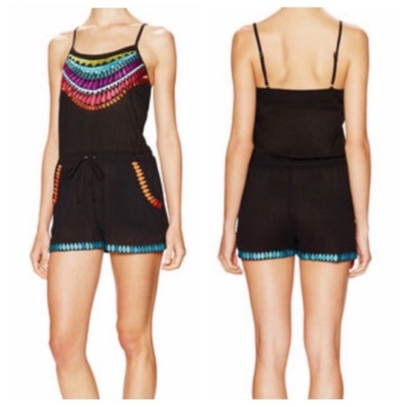 Trina Turk Pants - Trina Turk Embroidered Black Baja Romper
